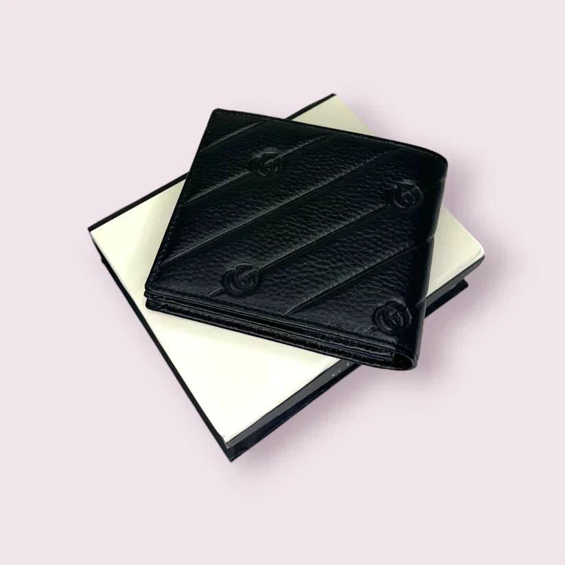 Designer Leather Bifold Men Wallet Textured Black