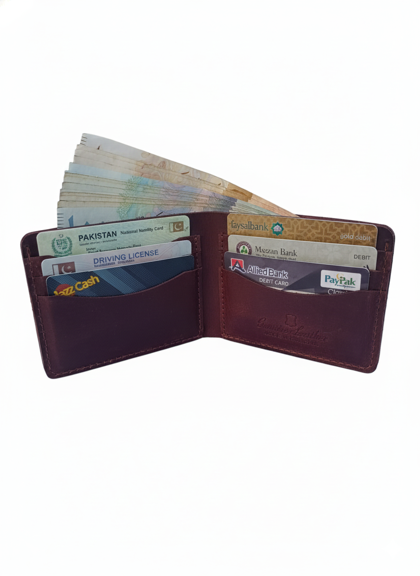 Grain Leather Wallet for Men - Bifold Wallet Ultra Strong Stitching