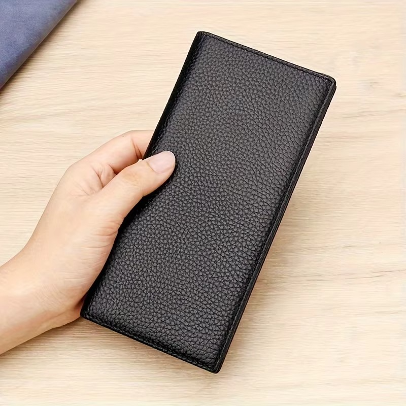 Wallet Genuine Leather Long Slim Bifold Card Holder Wallet Purse